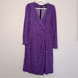 Vintage Bob Mackie Wearable Art Purple Diamond Faux Wrap Dress Size Large